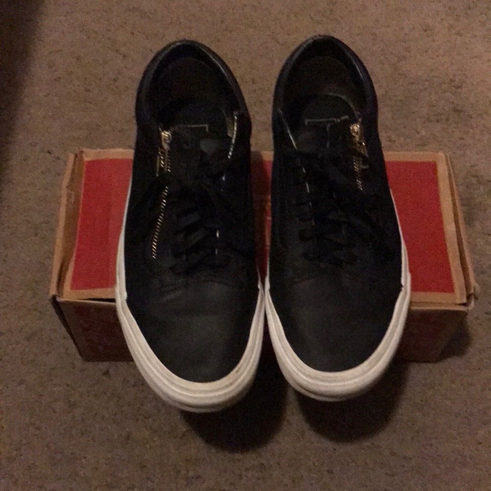 Black/Gold Leather Vans